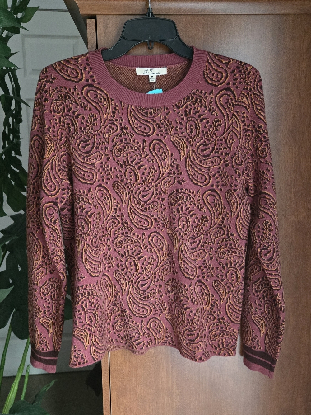 Paisley Crewneck Sweater - Raspberry - Picture 1 of 7